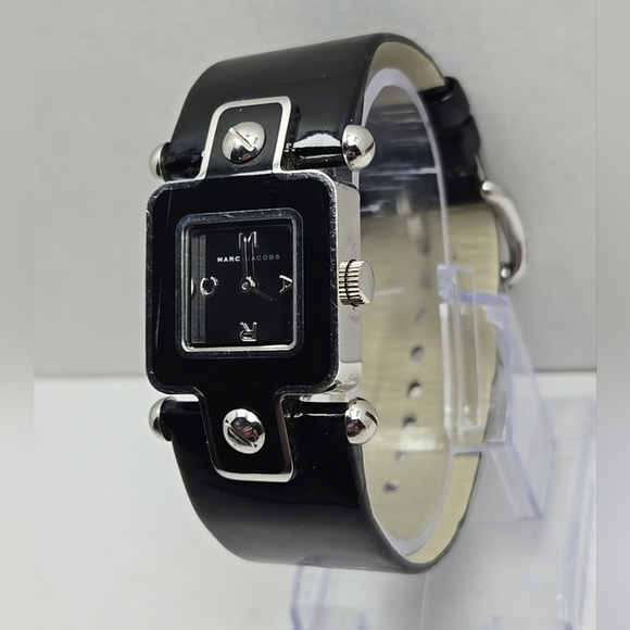 Womens Vintage Marc Jacobs Black Quartz Cuff Watch Silver Leather New Battery main image 8